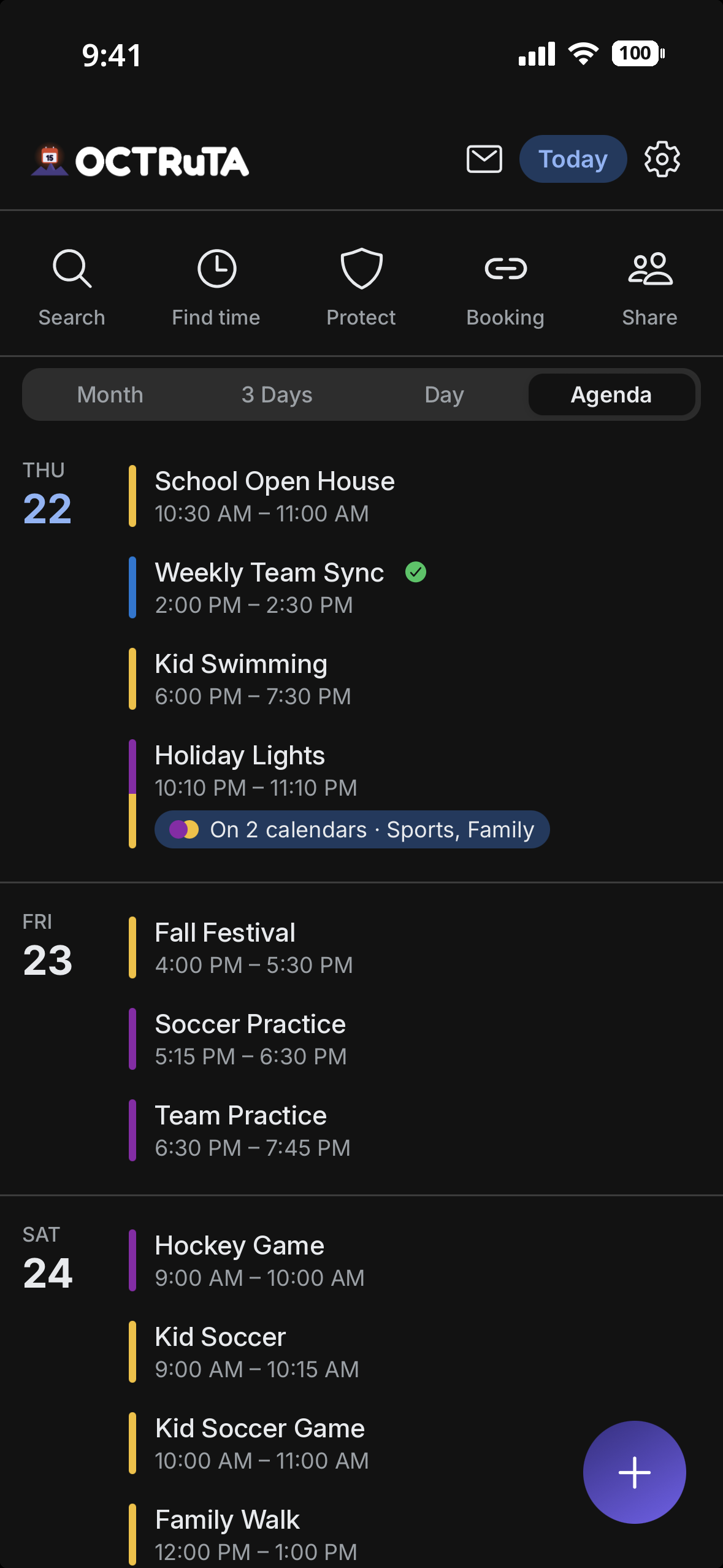 Agenda view in dark mode